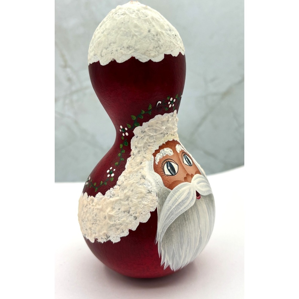 Vintage Style‎ Folk Art Santa Claus Painted Gourd Artisan Holiday Decoration EUC - Picture 8 of 10